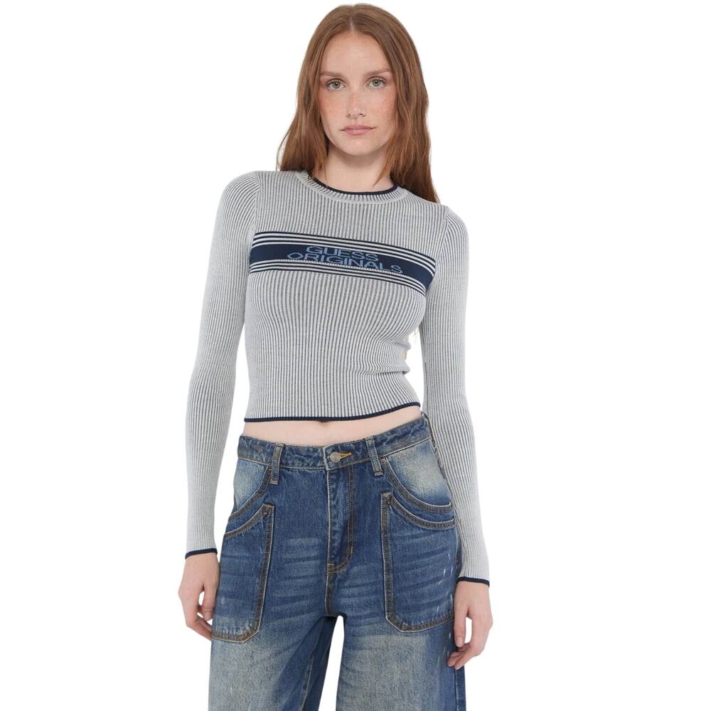 NWT! Guess Originals Logo 'Go Jacquard' Sweater Top Womens Size M